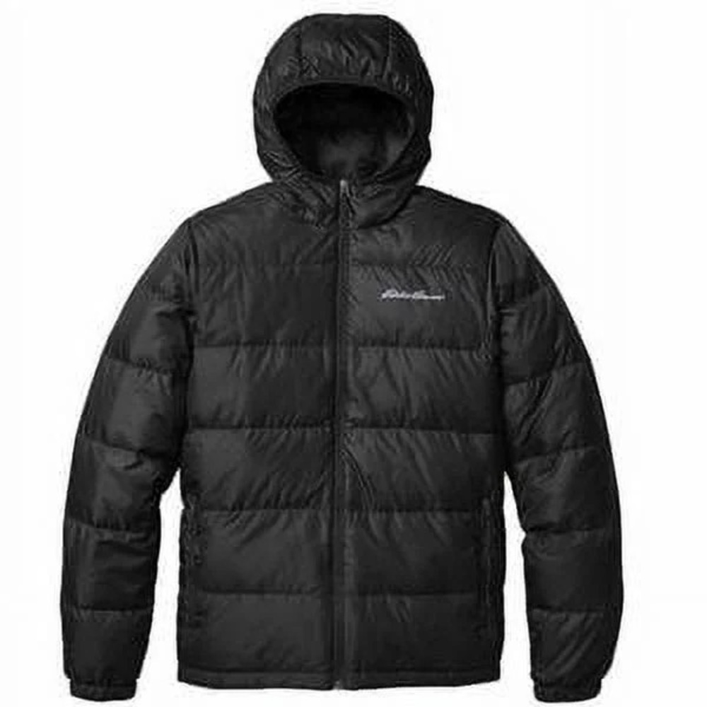 Eddie Bauer Wide Channel Hooded 650 Fill Power Down Jacket, Black